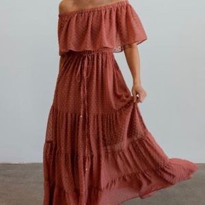 Baltic Born•Swiss Dot Maxi Dress•Dusty Mauve•Small